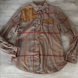 Tasha Polizzi Western Plaid Flannel Button Down Shirt Medium